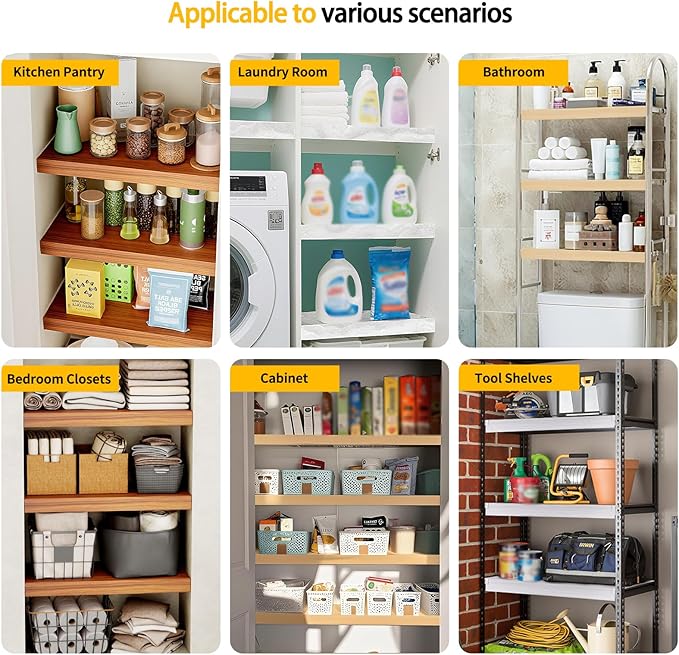 5 Pcs Custom Shelf Covers for Wire Shelving, Wood-Look Faux Wood Wire Rack Covers, PVC Thickened Shelf Liner, Waterproof and Moisture-Proof Shelves Cover for Pantry, Closet, Laundry Room,Bathroom - Image 4