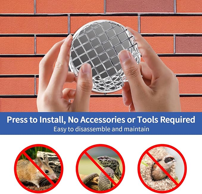 4" PVC Termination Vent Mesh Cap, 304 Stainless Steel Dryer Vent Screen Outdoor, PVC Roof Vent Cap, High Airflow Built-in Grill, 3.75" to 3.85" Conical Net, for 4in Dryer Vent Hose, Exhaust Vent Mesh - Image 4
