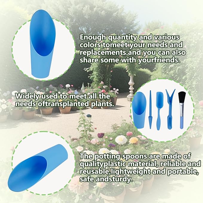5 Pcs Mini Garden Tool Set Hand Tools Succulent Tools Transplanting Tools Set Succulent Care Plastic Kit Bonsai Potting Soil Indoor for Succulent Miniature Plant Gardening for Flower Planting - Image 3
