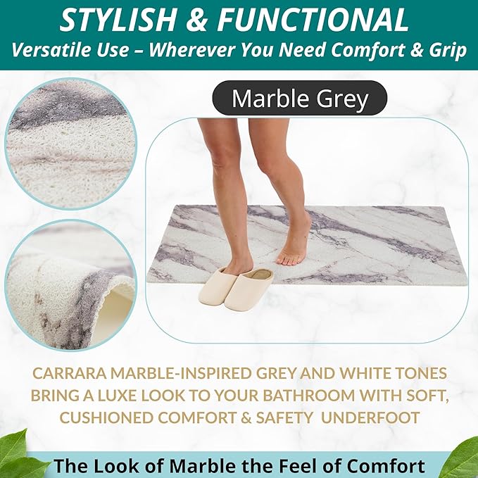 Anti Slip Shower Mat - Non Slip Shower Mats for Inside Shower - Large 47x24 Loofah Shower Floor Mat Non Slip - Bath Mat for Shower - Secure Mat Without Suction Cups (47x24 Marble Grey) - Image 5