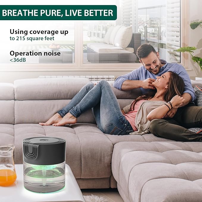 Water Air Purifiers for Home, Oxyvana Quiet Variable Speed Water Based Air Purifier with 7 Color Night Light, Air Washer Humidifier for Home, Bedroom, Office, Pet Odors - Image 7