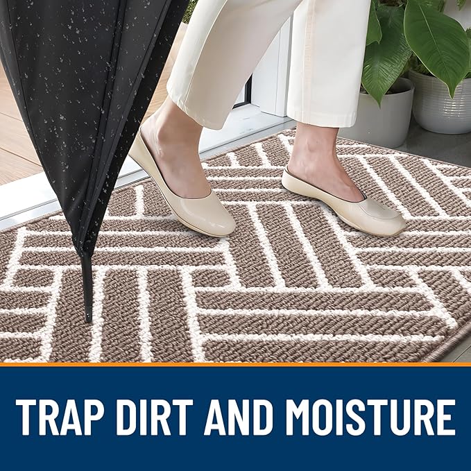 OLANLY Indoor Door Mat, 40x32 Inch, Dirt Resistant and Absorbent, Non-Slip Rubber Backing Floor Mats, Easy Clean Low-Profile Doormat for Entryway, Front Door, and Inside Entrance, Brown - Image 2