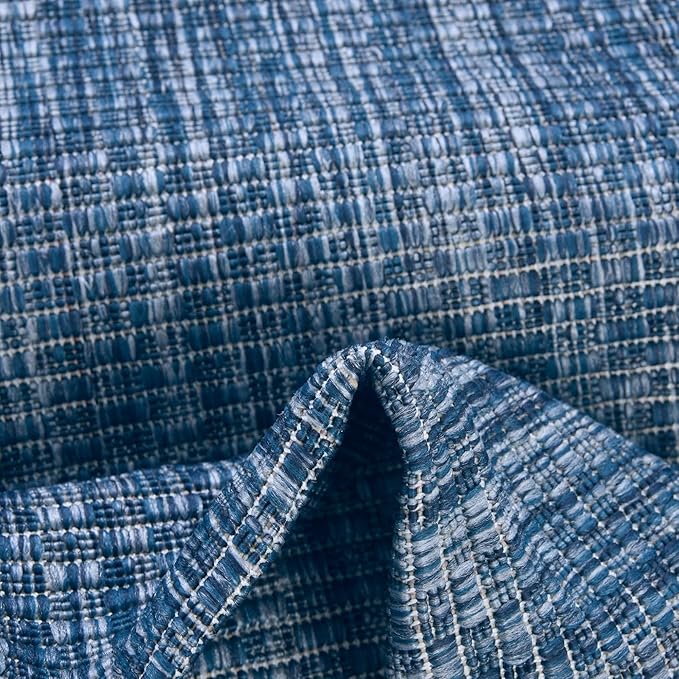 Unique Loom Collection Casual Transitional Solid Heathered Indoor/Outdoor Flatweave Area Rug (2' 7" x 12' Runner, Blue/Navy Blue) - Image 7