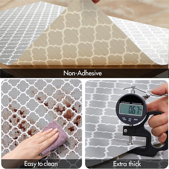 Viseeko Shelf and Drawer Liner for Kitchen Cabinet, Non-Adhesive Cabinet Liners for Shelves, Strong Grip Shelf Paper Non-Slip Waterproof Easy to Cut for Dresser Cupboard, Quatrefoil, 12 in x 10 ft - Image 5