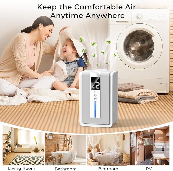 Dehumidifiers for Home, 42 OZ (400 sq.ft) Small Dehumidifier with Timer, Auto Shut Off, Auto Defrost, 7 Colors LED Light, Quiet Energy Saving Dehumidifier for Bedroom, Bathroom, Basement, Closet, RV - Image 8