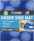 Drymate Premium XL Under Sink Mat, Waterproof Cabinet Protection Mats for Kitchen & Bathroom, Absorbent Shelf Liners, Slip-Resistant, Non-Adhesive, Machine Washable (USA Made)(24”x59”)(GoodBlue) by Drymate