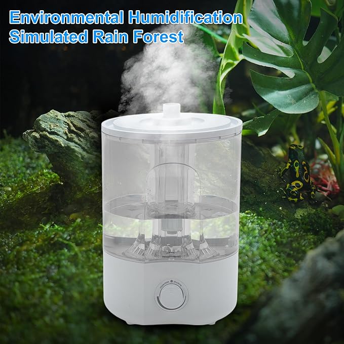 Reptile Fogger, 4L Top Fill Adjustable Mister Tank, Reptile Humidifier for Terrariums and Paludarium, Enhances Humidity Control, White, 1 Set - Image 4