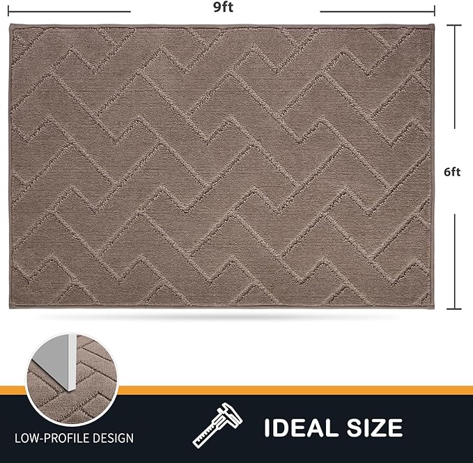 PURRUGS Easy Care Area Rug 6ft x 9ft, Non-Slip Machine Washable Entry Rug, Stain Resistant Accent Rug for Hallway, Bedroom, Living Room and Mudroom, Grayish Brown - Image 2