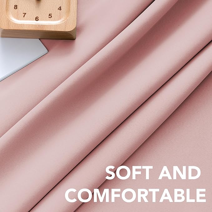 H.VERSAILTEX Baby Pink Blackout Curtains for Living Room Thermal Insulated Window Treatment Panels Room Darkening Blackout Drapes Back Tab/Rod Pocket Bedroom Draperies, 52 x 90 Inch, 2 Panels - Image 5