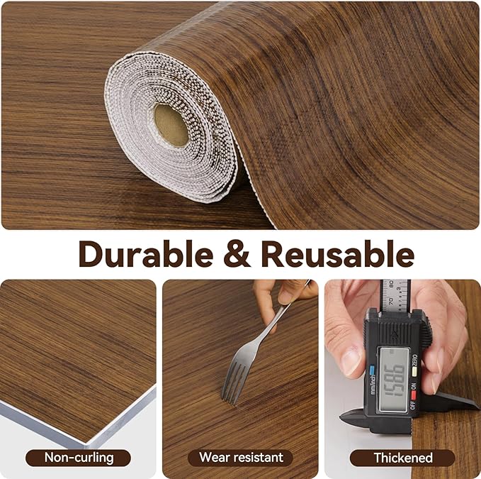 Drawer Shelf Liner for Kitchen Cabinets, Non Adhesive Slip Resistant Shelf Paper Easy to Clean, Strong Grip Thickened Waterproof Washable Mats for Pantry Shelves, Cupboard, Wood Grain, 24 in x 10 FT - Image 4