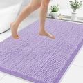 Smiry Luxury Chenille Bathroom Rugs 40x32, Extra Soft and Absorbent Shaggy Bath Mat, Machine Washable, Non-Slip Plush Carpet Runner for Tub, Shower, and Floor, Home Decor Accessories, Purple by Smiry