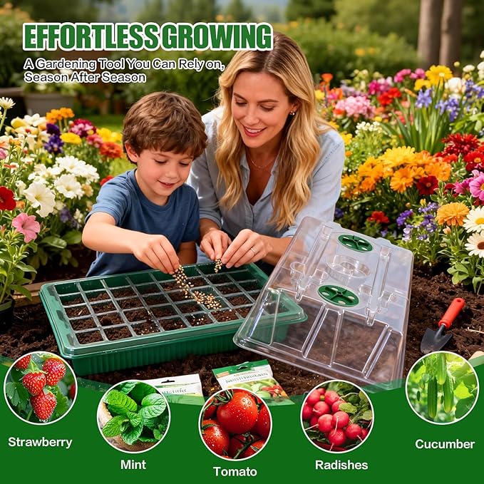 joyhalo Seed Starter Tray with Grow Light, 2 Pack 80 Cells, Thicken Plant Starter Kit with Humidity Dome, Adjustable Brightness Germination Kit, Indoor Gardening Plant Trays for Seeds Growing - Image 7