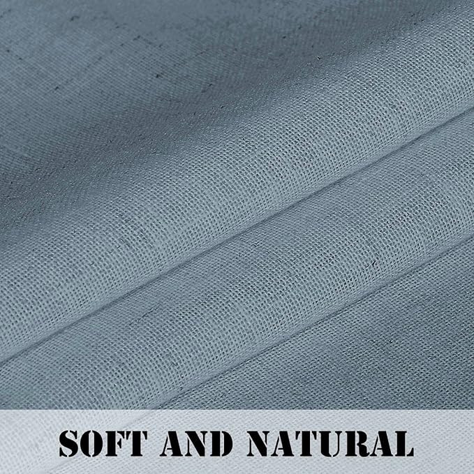 H.VERSAILTEX Light Filtering Linen Textured Curtains for Living Room Window Treatment Natural & Durable Privacy Added Draperies/Drapes/Panels/Treatment, Rod Pocket (2 Pack, 52 by 54 Inch, Stone Blue) - Image 4