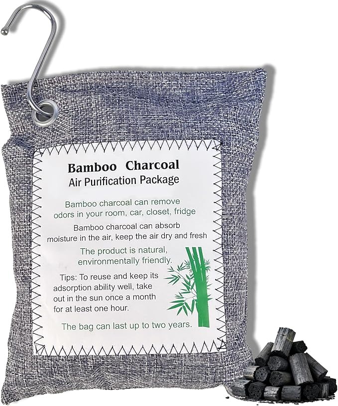 Bamboo Charcoal Air Purifying Bag, Activated Charcoal Odor Absorber Moisture Absorber Car Fresheners Odor Eliminator for Home Car Closet Refrigerator Shoe Smell Remover Gym Bag Deodorizer, Grey by ABUIU