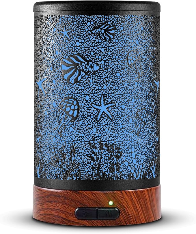 EQUSUPRO Aromatherapy Essential Oil Diffuser 150ml- Electric Cool Mist Aroma Diffuser with Intermittent Mode, Auto Shut-Off Protection, 7 Colors Changing LED Light for Home Office Decor & Gift (Sea) by EQUSUPRO
