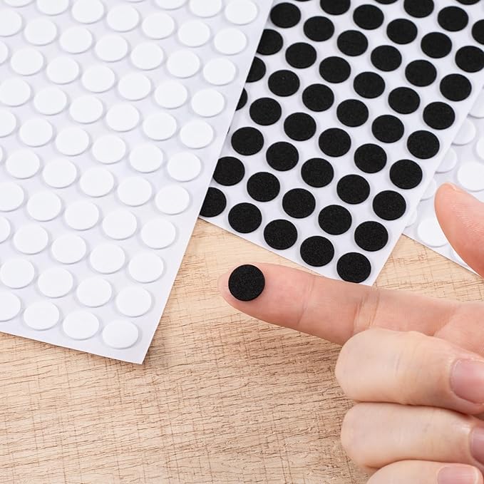 735 Pcs Small Felt Furniture Pads, Self-Adhesive EVA Foam Dot Circles, Round Felt Furniture Stickers for Desks Drawers Vases Photo Frames Cabinets Doors Candlesticks- Black, White (0.39'') - Image 3