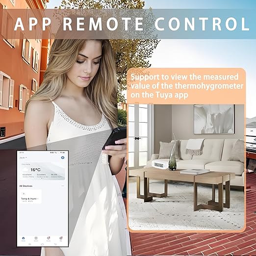 Smart Digital Thermometer Hygrometer, WiFi Indoor Temperature & Humidity Sensor for Home Use, Mini Humidity Monitor with App Remote Monitoring, Data Export, Compatible with Alexa. 2 PCS - Image 2