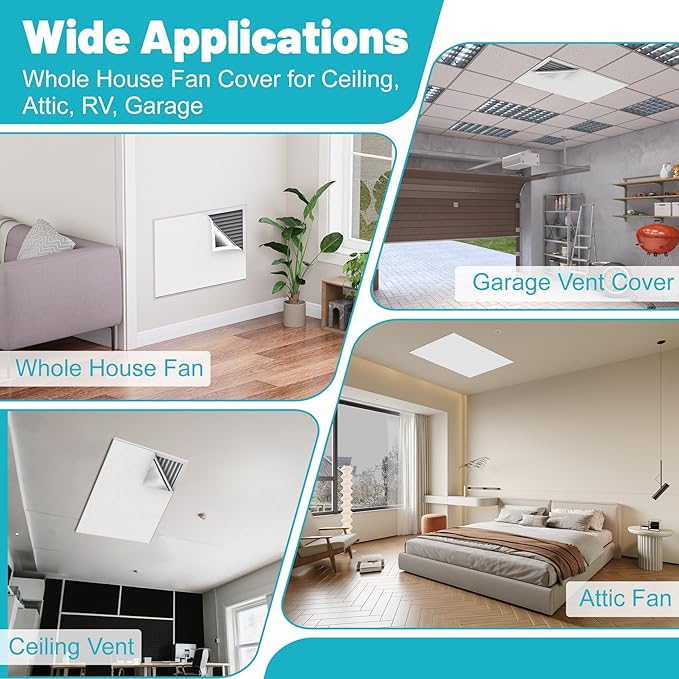 Insulation Cover for Vents, Foam Thermal Insulation with Veclro Strips, 3-Layer Whole House Fan Cover for Ceiling, Attic, RV, Garage, Reflective, Thermal Foam Cover - Image 9