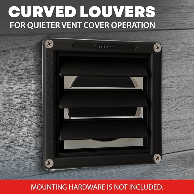 Deflecto Supurr-Vent 4” Outdoor Dryer Vent Cover Black Louvered Wall Hood with Gravity Damper for Backdraft Prevention, Fits Standard 4” Dryer Exhaust Pipe, Weather & UV-Resistant, Durable 6"x6" Face - Image 7