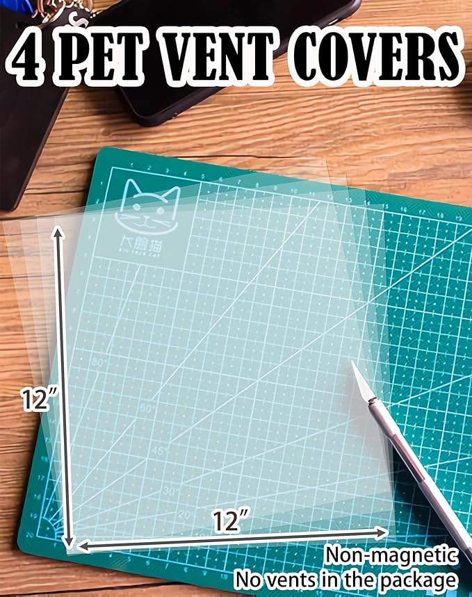 4 Pack PET Vent Covers with Nano Adhesive, 12" X 12" for Floor, Wall, Ceiling Vents and Air Registers, for RV, Home, Office AC Vents, Non-Magnetic, Fits on Plastic, Wood, Iron, Aluminum Vent Covers - Image 2