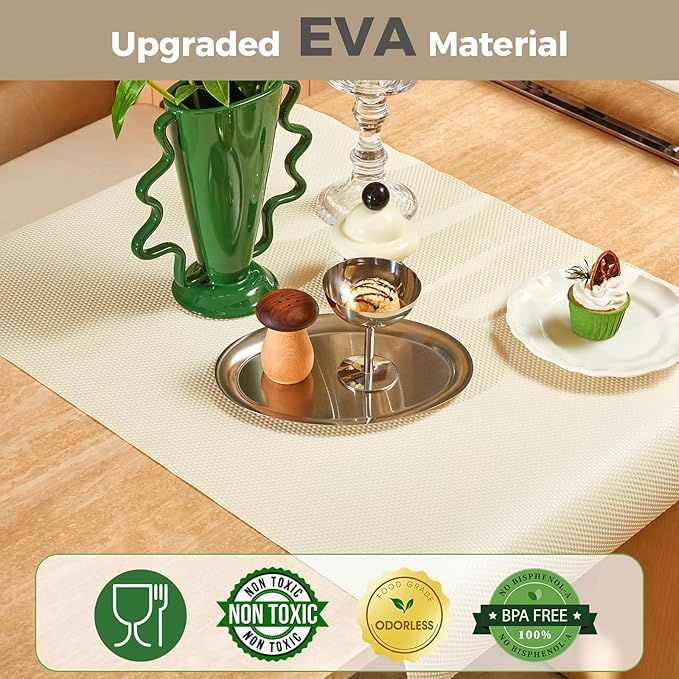 100% EVA Shelf Liner for Kitchen Cabinet, 24" x 360" Drawer Liners Non Adhesive Non Slip Waterproof Plastic Paper, Dresser Pantry Bathroom Refrigerator Protector, Cream - Image 3