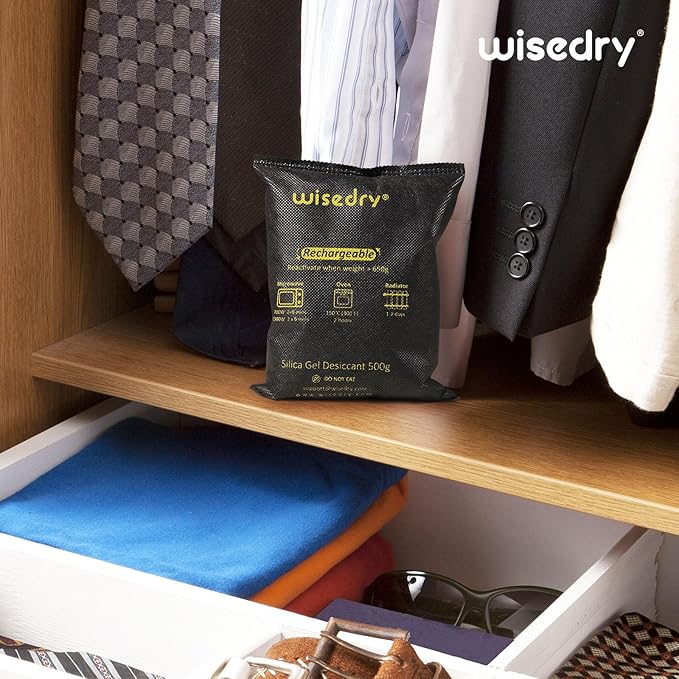 wisedry 10 x 500 Grams [11 lbs] Rechargeable Silica Gel Car Dehumidifier, Microwave Fast Reactivated Desiccant Packets Large for Gun Safe Closet Basement Garage Storage Moisture Absorber Bag Reusable - Image 5