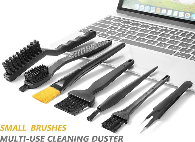 Computer PC Keyboard Laptop Electronics Camera Small Cleaning Brush Kit (Black, Set of 7) - Image 2