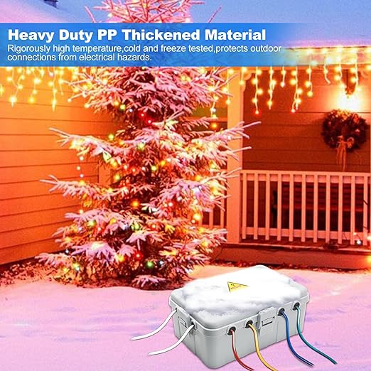 Hrensaw Large Outdoor Electrical Box(12.5x8.5x5inch),IP54 Waterproof Outdoor Outlet Covers,Weatherproof Extension Cord Covers Protect Outlet,Plug,Timer,Power Strip,Holiday Light,Grey - Image 6