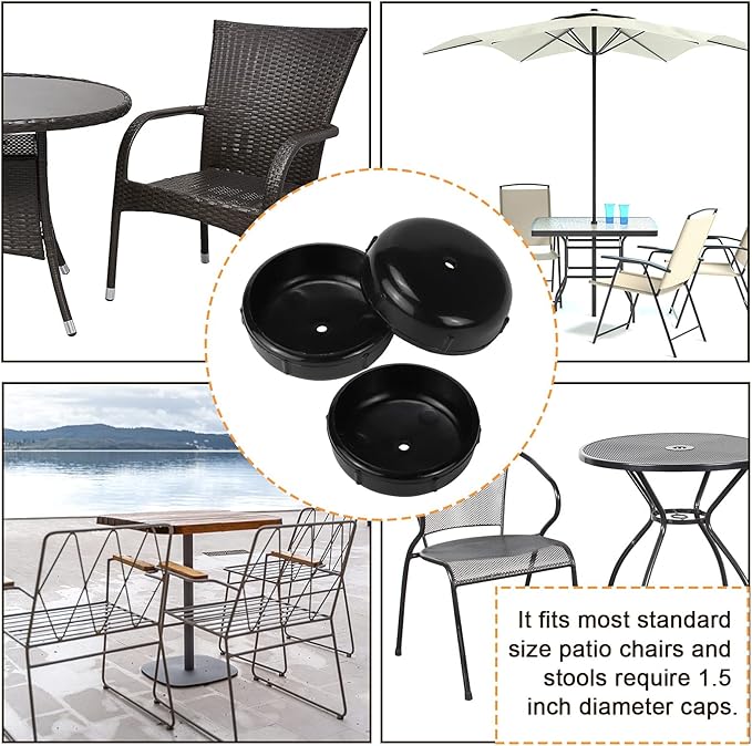 APPLIANCEMATES 1-1/2" Wrought Iron Patio Furniture Feet Glides,32 Pcs Plastic Outdoor Patio Furniture Feet Protectors Protecting Floor Surfaces from Scratches(Black) - Image 7
