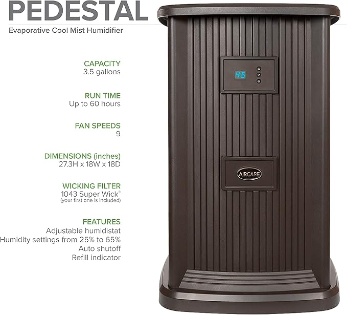 AIRCARE Digital Whole-House Pedestal-Style Evaporative Humidifier (Espresso) - Image 2