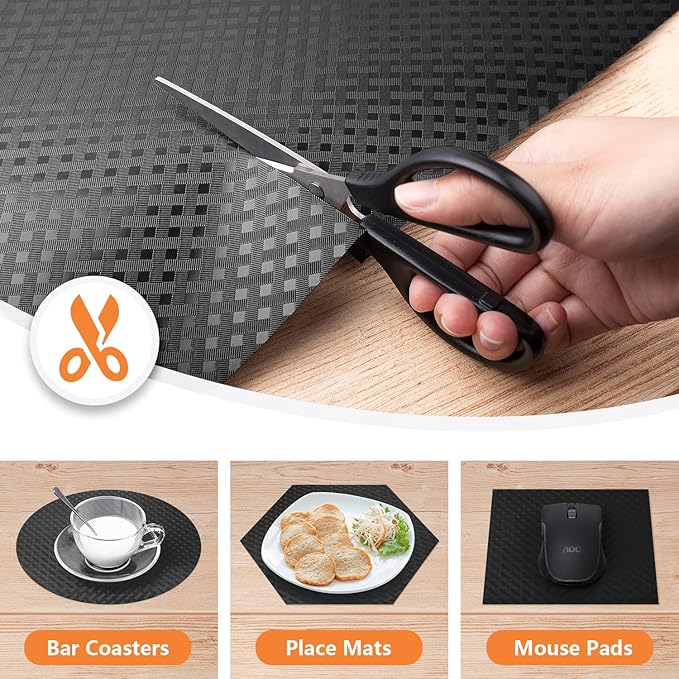 Shelf Liners for Kitchen Cabinets Refrigerator Liners Waterproof & Oil-Proof Kitchen Cupboard Liner Non-Slip Drawer Mats Non Adhesive Fridge Liner for Shelves - Black 11.8 x 59 Inch - Image 3