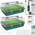 Self-Watering Seed Starter Tray with Grow Light,120-Cell Seed Starter Kit with Humidity Dome,Seed Germination Kit,User-Friendly Plant Germination Trays for Indoor Plants (2-Pack 120-Cell) by Yioviru