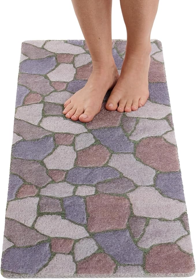 Non Slip Bathtub Mat Shower Mat for Tub - Loofah Bath Mats for Bathroom - 40x16 Bathtub Floor Mat - Textured Anti Slip Bath Mat Without Suction Cups - Secure Mat for Wet Areas (40x16 Stone Path) by ENKOSI