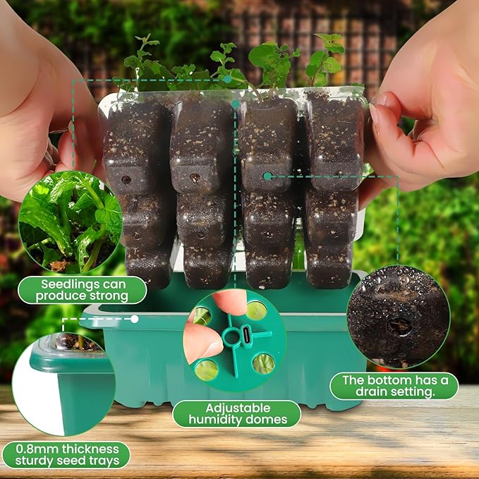 Seed Starter Trays with Grow Lights, 72 Cells Seed Starter Kit with Lights, 3 Lighting Mode, 4 Timing Set, Germination Kit for Seed Starting Trays, Seedling Starter with High Humidity Control Domes - Image 5