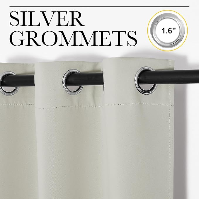 NICETOWN Thermal Insulated Grommet Room Darkening Curtains/Draperies/Panels for Bedroom (Bone White, 2 Panels, W42 x L63 inches) - Image 2