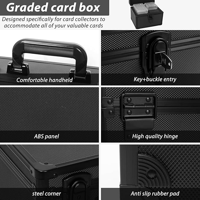 Graded Card Case - Aluminum Alloy Graded Card Storage Box Compatible with 100 Card Slabs - the Sports Trading Card Case Fits PSA, CSG, BGS - Image 4