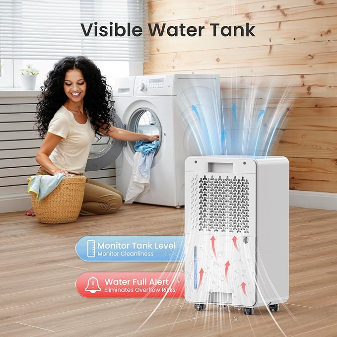 CHIVALZ 1500 Sq.Ft Dehumidifier for Basement with Drain Hose Max 25 Pints, Dehumidifiers for Home, Bedroom, Bathroom, Quiet, Intelligent Humidity Control, 3 Modes, 24H Timer, White 1Pack - Image 7
