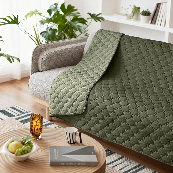 gogobunny 100% Double Sided Waterproof Dog Blanket Soft Pet Bed Cover Reversible Protect Furniture Couch Sofa Car for Puppy Large Dog Cat (Dark Olive/Light Olive, 68x82 Inch (Pack of 1)) - Image 8