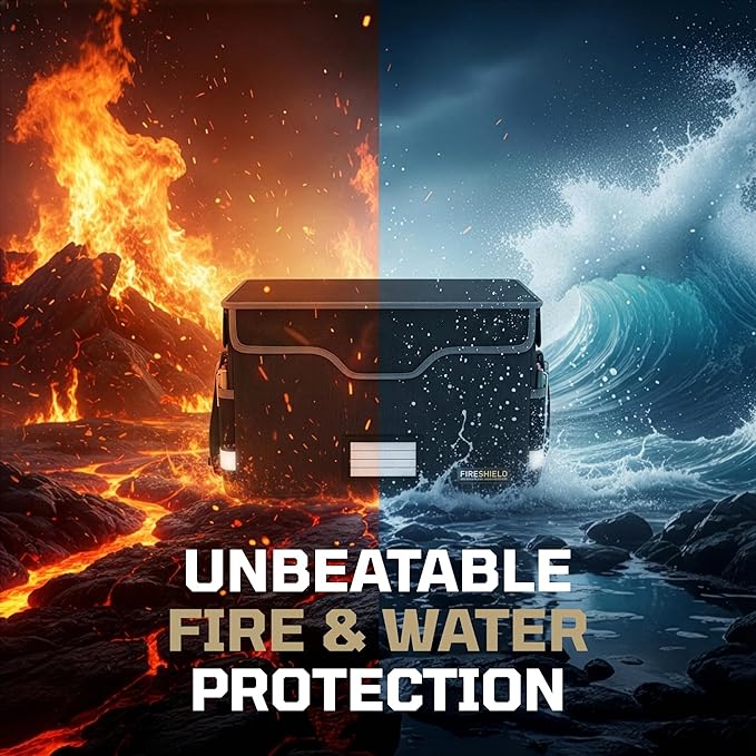FIRESHIELD PRO 5200°F Fireproof Document Box with Lock – Portable Water Resistant File Organizer for Hanging/Legal Folders – Safe Storage for Home, Office or Travel – Black, Size: 16.1" x 12.9" x 11" - Image 4
