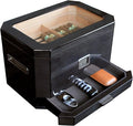 CASE Elegance Large Octodor Black Cedar Humidor with Digital Hygrometer, Humidification System and Accessory Drawer - Can Hold (50-100 Cigars) by CASEELEGANCE
