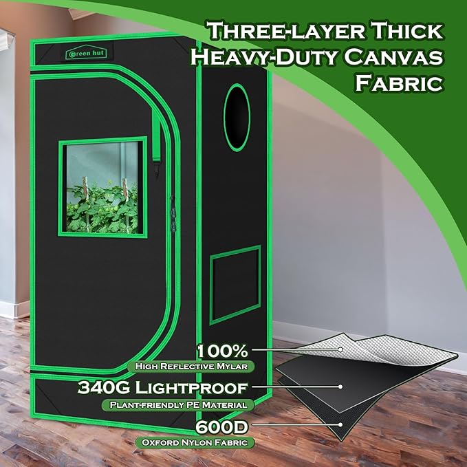 Grow Tent 24"x24"x48" 600D Mylar Hydroponic Indoor Grow Tents with Observation Window, Removable Floor Tray and Tool Bag for Indoor Plant Growing 2x2 - Image 5