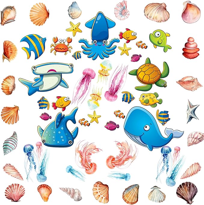 18Pack Bathtub Non Slip Stickers,Guppy Grips Bath Stickers with 61 Ocean Animals That Kids Love,Large Size Adhesive Stickers for Bathtub,Shower Floor,Baby Bath Tub by Unknown