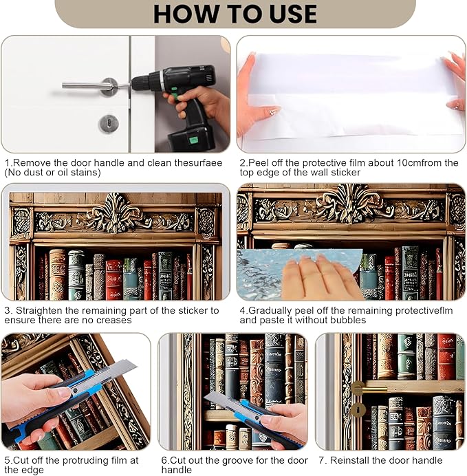 3D Door Stickers, Peel and Stick Vinyl Wallpaper, Self-Adhesive Mural for Home Decor 30.3" W x 78.7" H - Image 5