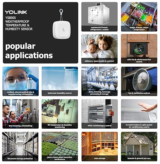 YoLink Smart Outdoor Temperature & Humidity Sensor, Hygrometer, Thermometer, 1000' Long Range, 2 Years Battery Life, Emails, Text/SMS, App Alerts, Alexa, IFTTT Integration. Hub Required! - Image 4