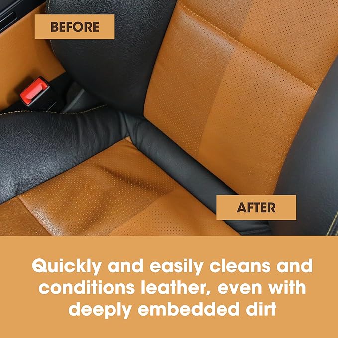 Furniture Clinic Large Leather Care Kit | Leather Cleaner + Conditioning Protection Cream for Furniture | Two 17oz Bottles + 1 Sponge & 1 Cloth | Restore Leather Couches, Car Seats, Jackets, & Boots - Image 6