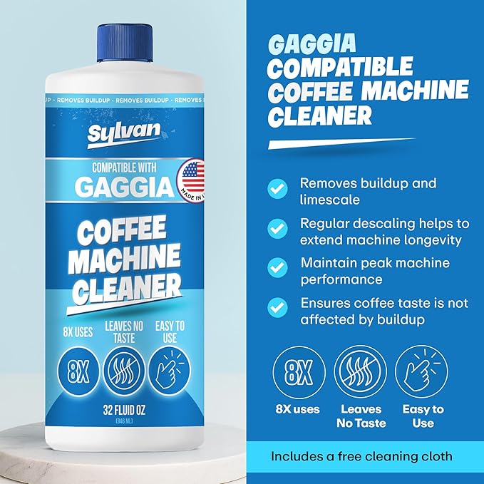Descaling Solution Compatible with Gaggia | Free Cleaning Cloth | 12 Month Supply | Made in the USA | Descaling Kit for all Gaggia Machines | 32 Oz | Coffee Machine Cleaner for Espresso Makers - Image 2