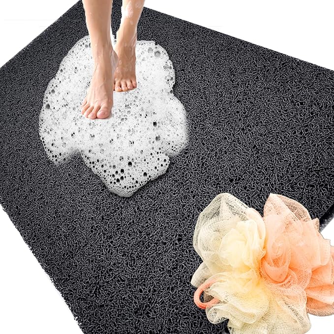 Shower Mats Non Slip for Elderly, 24x47’’Extra Lager Loofah Bath Mats for Shower, Non-Slip Bath for Elderly-Black by NQWei