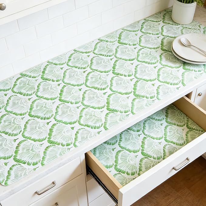 Drawer and Shelf Liner - Green Banana Leaf Pattern,Non Adhesive Non Slip Waterproof Easy-Clean Liner for Kitchen Cabinet, Refrigerator, Bathroom, Pantry Storage Drawers, 12 in x 20 Ft. - Image 7
