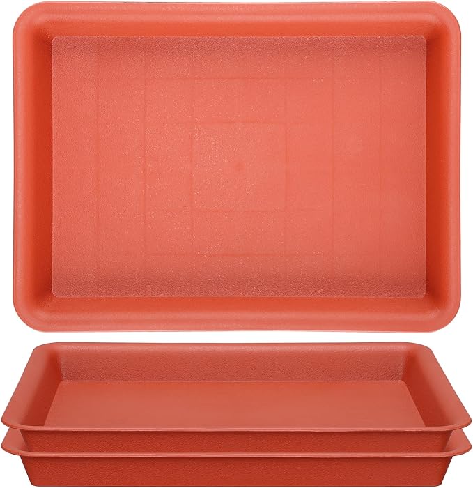 GREANER 11 Inch Red Plant Saucer, 3 Packs Plastic Plant Trays for Pots, Plant Water Catcher Tray for Indoors Outdoor, Flower Planter by GREANER