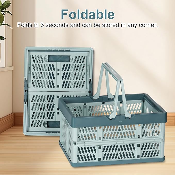 Heavy Duty Plastic Milk Crates for Storage, 2-Pack Stackable Storage Bins for Organizing, Collapsible Shopping Basket with Handle for Groceries, Suitable for Home Office School Store, Blue - Image 5